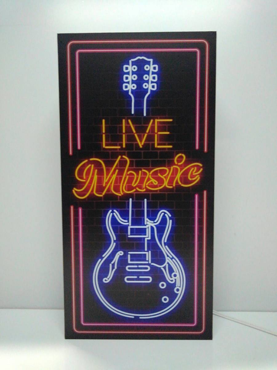  Live music electric guitar Lespaul Live house Cafe bar record shop signboard ornament miscellaneous goods light BOX illumination signboard lightning signboard 