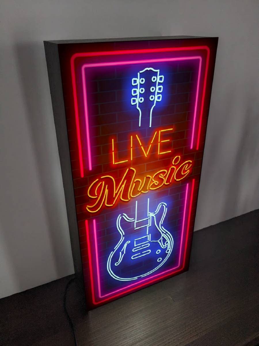  Live music electric guitar Lespaul Live house Cafe bar record shop signboard ornament miscellaneous goods light BOX illumination signboard lightning signboard 