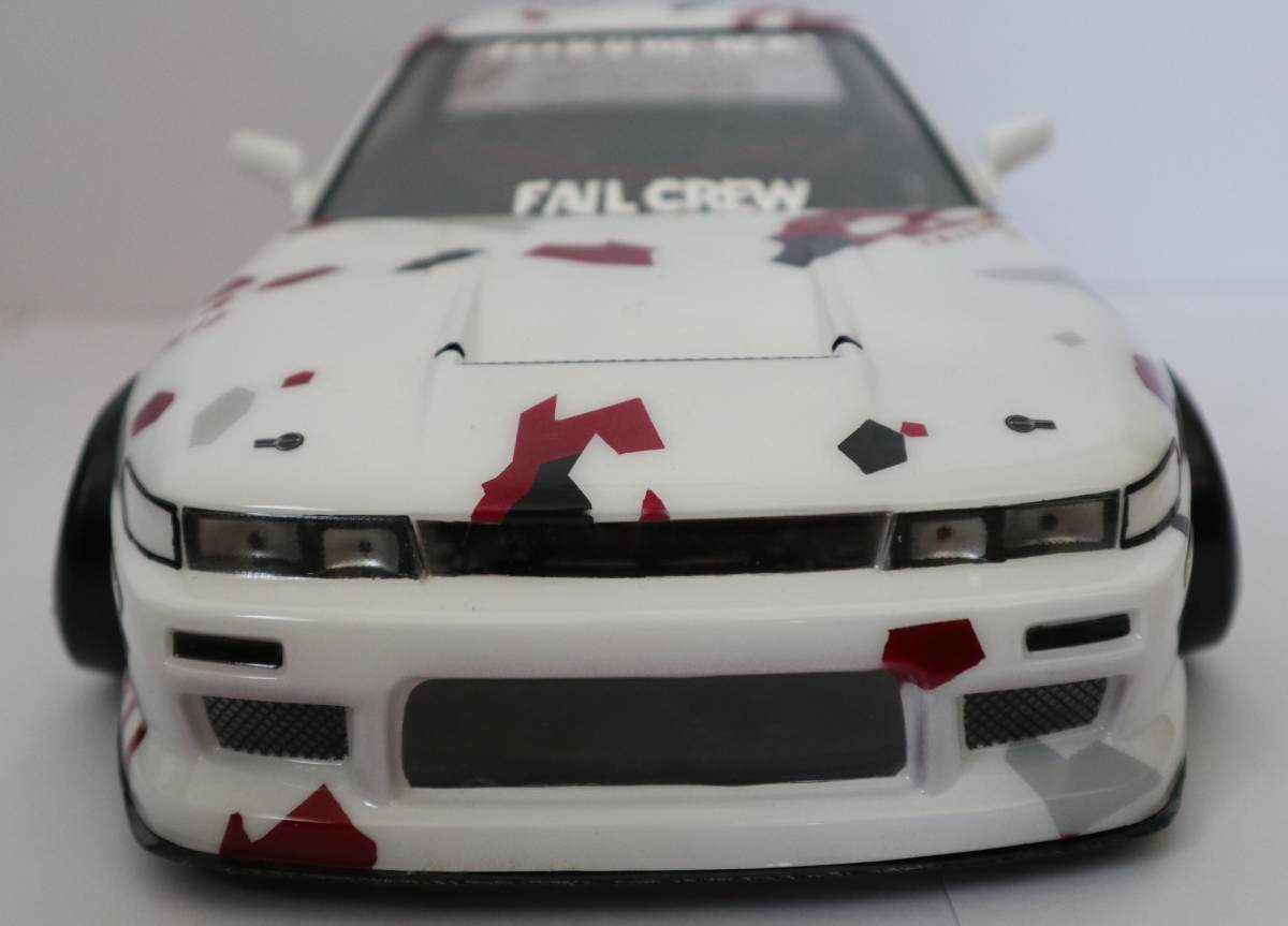 YOKOMO ヨコモ製 1/10 RC用 NISSAN S13 SILVIA 日産シルビア FAIL CREW仕様 ライトプラパーツ付 塗装済完成ボディ 練習用 現状品_画像10