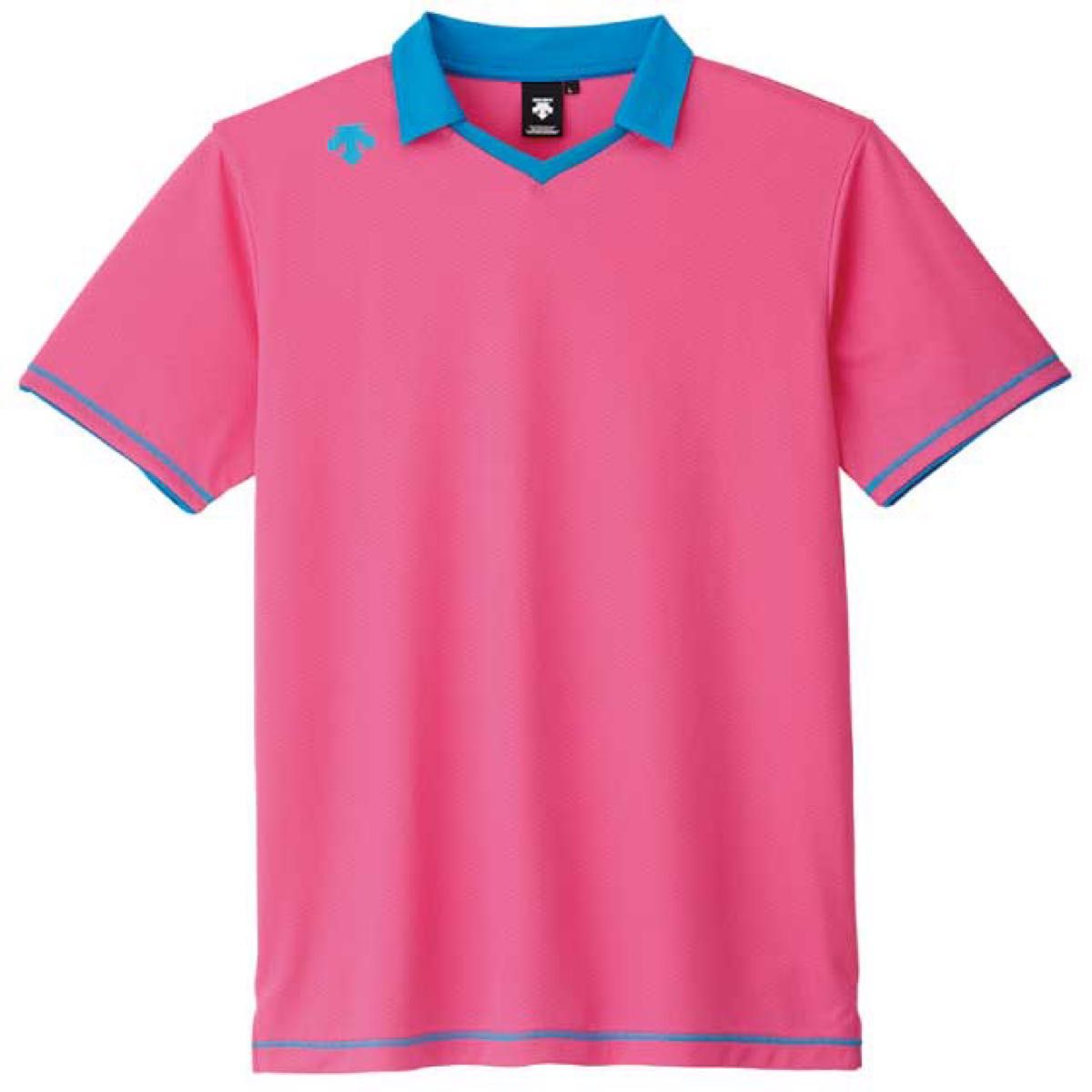 本気の最終価格です。　新品　デサント　バレーボール　ユニセックス　半袖　ライト　襟付き　ゲームシャツ　ピンク×ブルー　Ｍサイズ