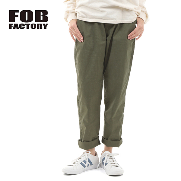【サイズ 2】【M】FOB FACTORY エフオービーファクトリー リネン ソロテックス イージーパンツ オリーブ 日本製 F0488 EASY PANTS