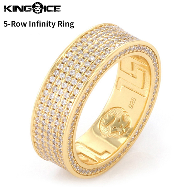 魅力の 【リングサイズ US8】King Ice キングアイス リング 指輪 ゴールド 5-Row Infinity Ring メンズ 男性 アクセサリー レディース 女性 兼用 ゴールド