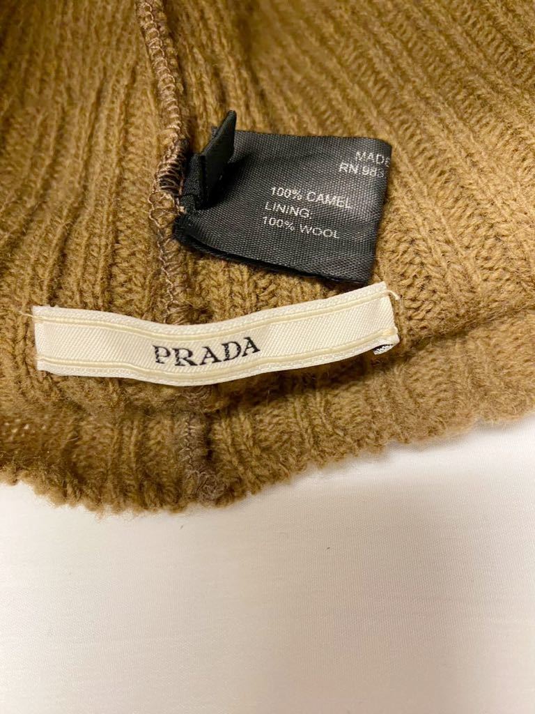 美品 定価14万 PRADA プラダ 希少 キャメル×ウール テュベチカ風 帽子