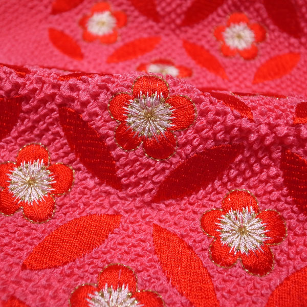 帯揚げ 絞り 刺繍 ベルベット刺繍 エバース加工 梅 金糸 ローズ 和装小物 小物 春秋冬 正絹 絹 成人 振袖 なごみ 美品 未使用 新古品 ws48_画像6