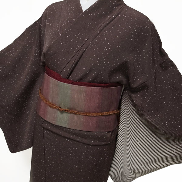  tsukesage установка ниже кимоно .книга@ обработка рука окраска выбивалка . насыщенный коричневый фиолетовый .. arare весна осень-зима натуральный шелк шелк стильный ...67 M б/у совершенно новый sn328