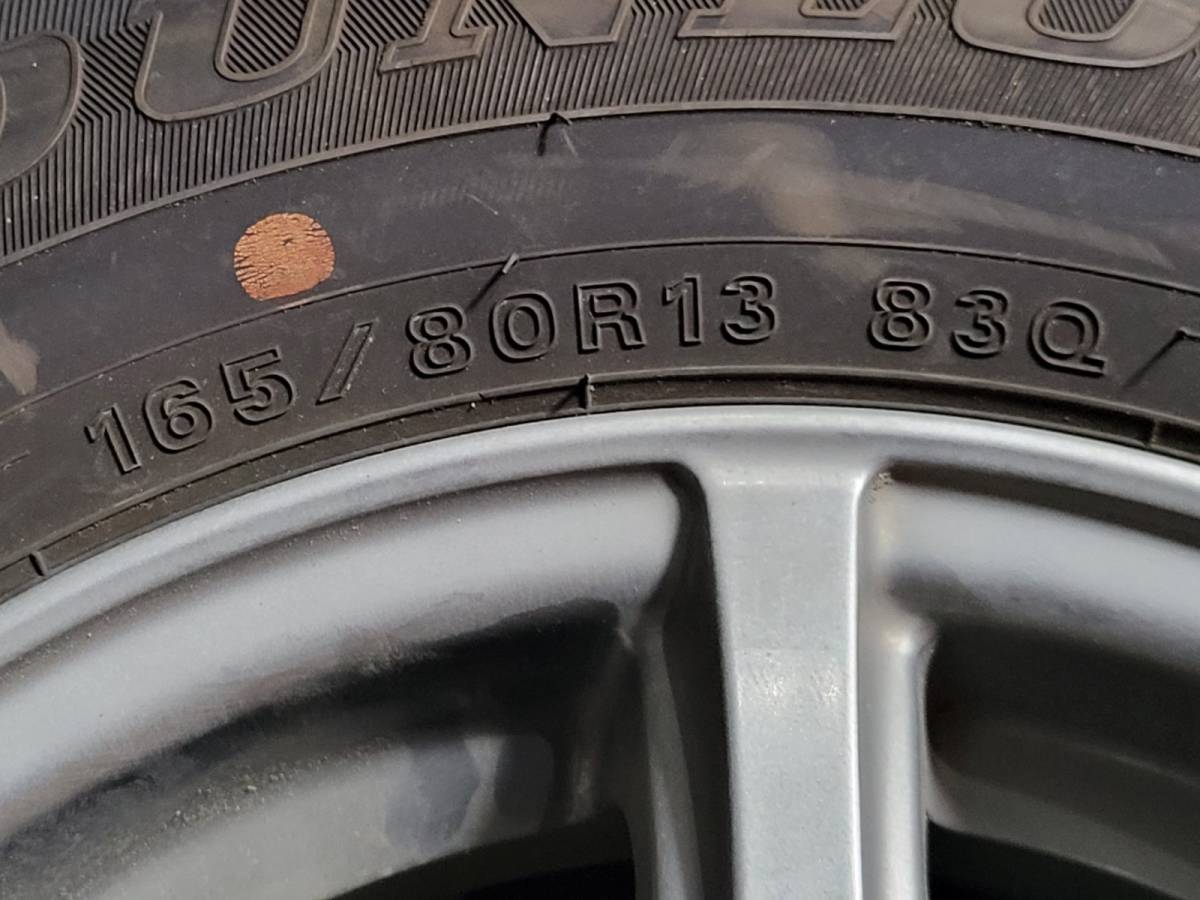 ■2020年製■ダンロップ ウィンターマックス WM02 165/80R13 ＋ MILLOUS 13X5J 4-100 IS35 ハブ径約65㎜ サクシードワゴンで使用■_画像8