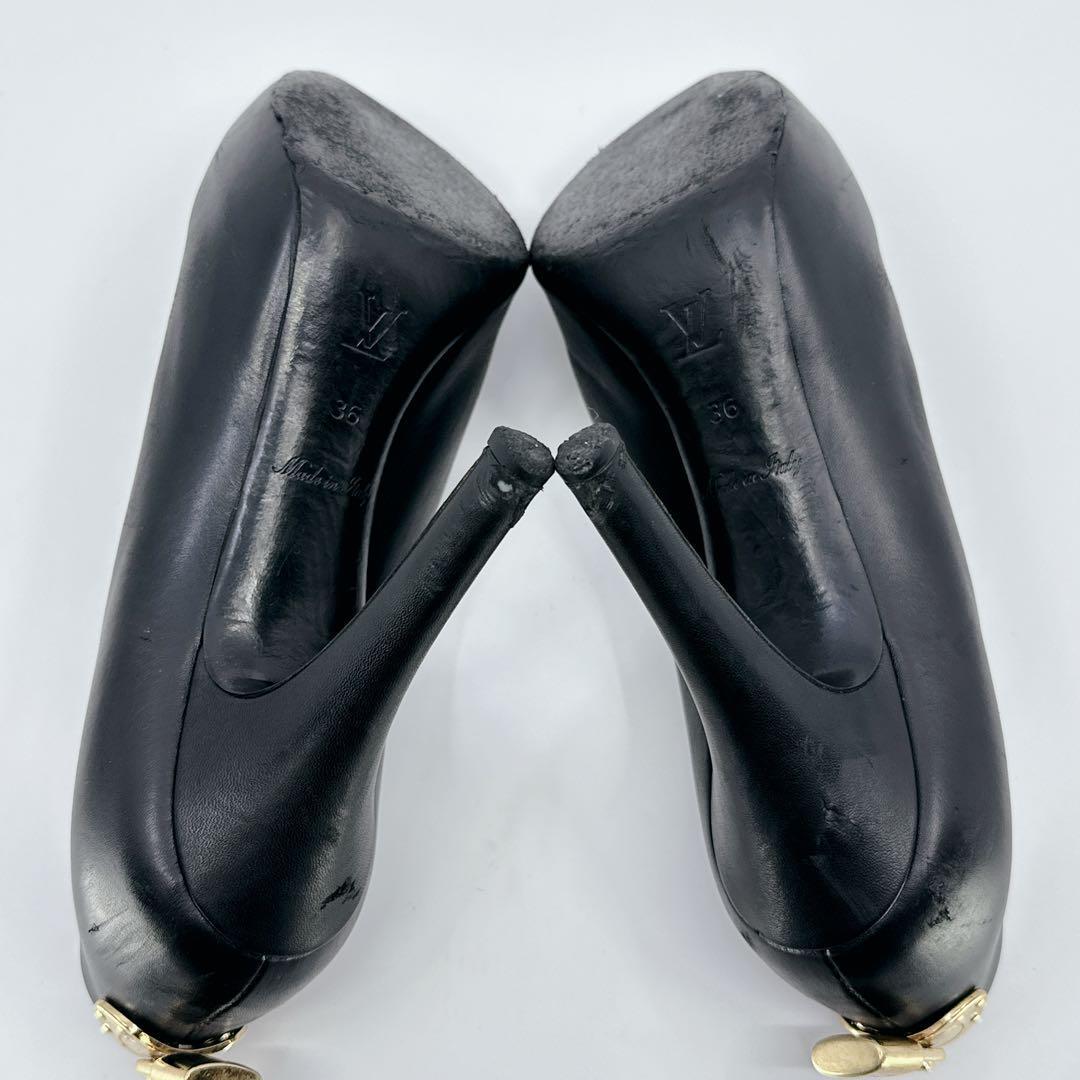 箱付き LOUIS VUITTON ルイヴィトン オープントゥ パンプス ブラック