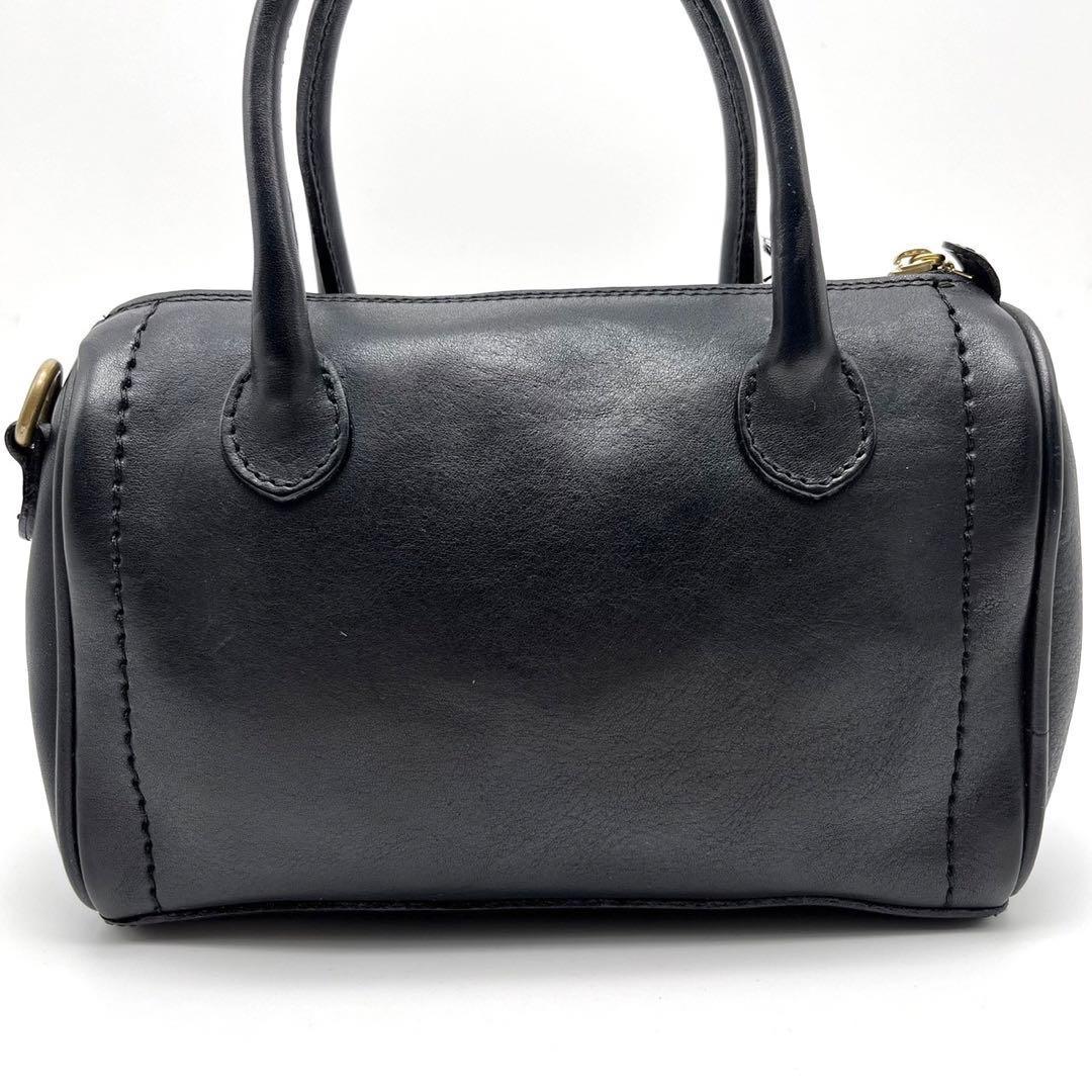 極美品】チーバ 2way ハンドバッグ ブラック シボ レザー ショルダー