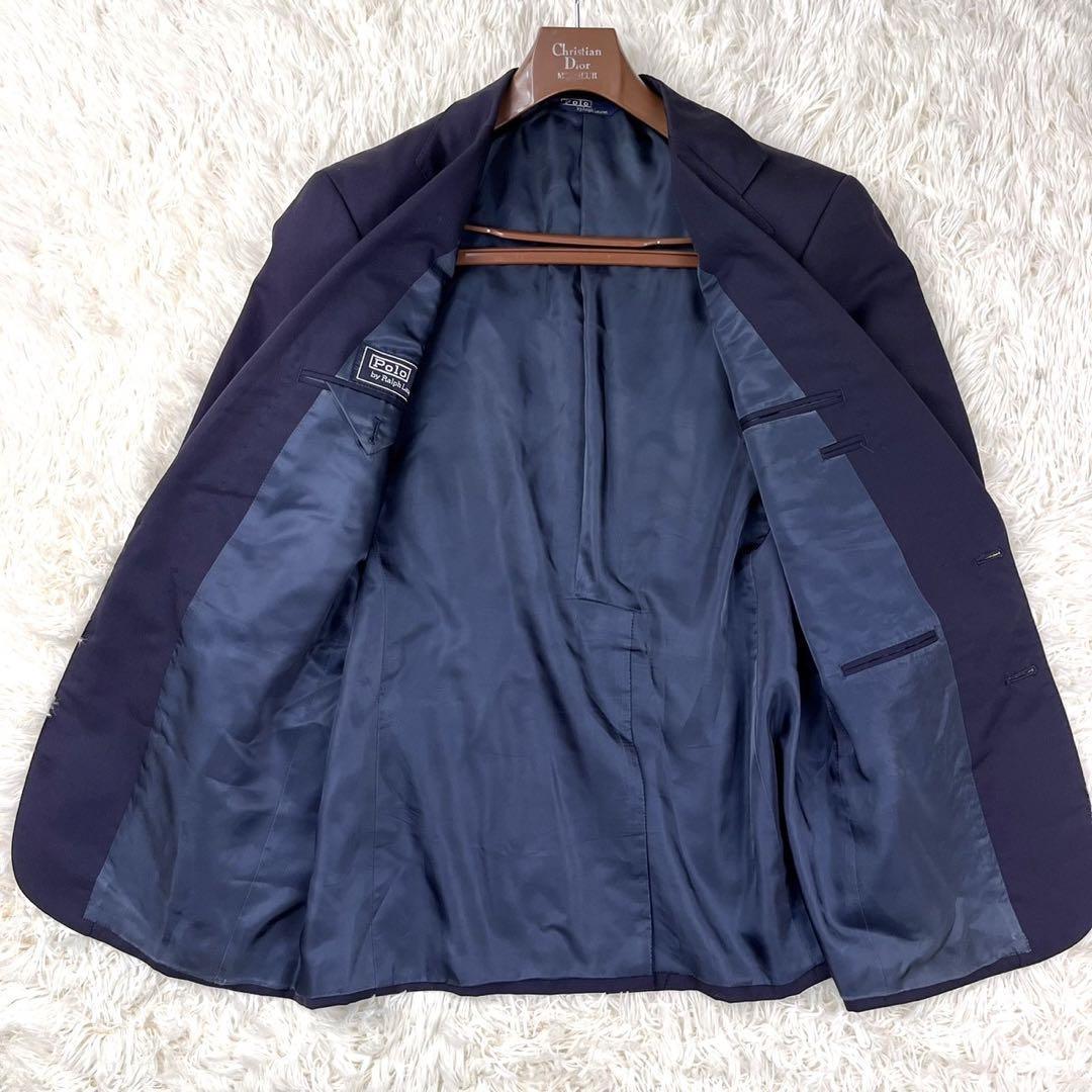 【超希少サイズ美品】ラルフローレン 紺ブレ 金ボタン テーラードジャケット 3L POLO by Ralph Lauren ビジネス メンズ ネイビー 2XL