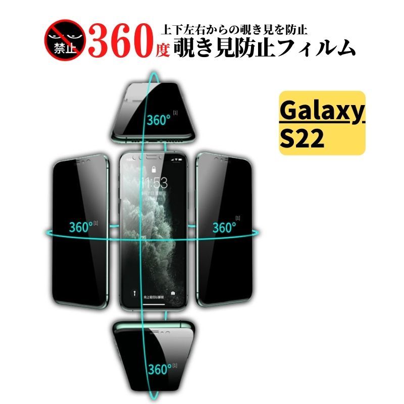 Galaxy S22 360度 覗き見防止 ガラスフィルム フィルム 強化ガラス 保護フィルム SC-51C SCG13_画像1