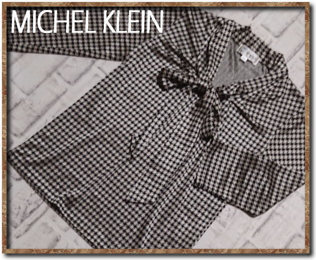 ☆MICHEL KLEIN　ミッシェルクラン　リボン付き千鳥格子カットソー☆_画像1