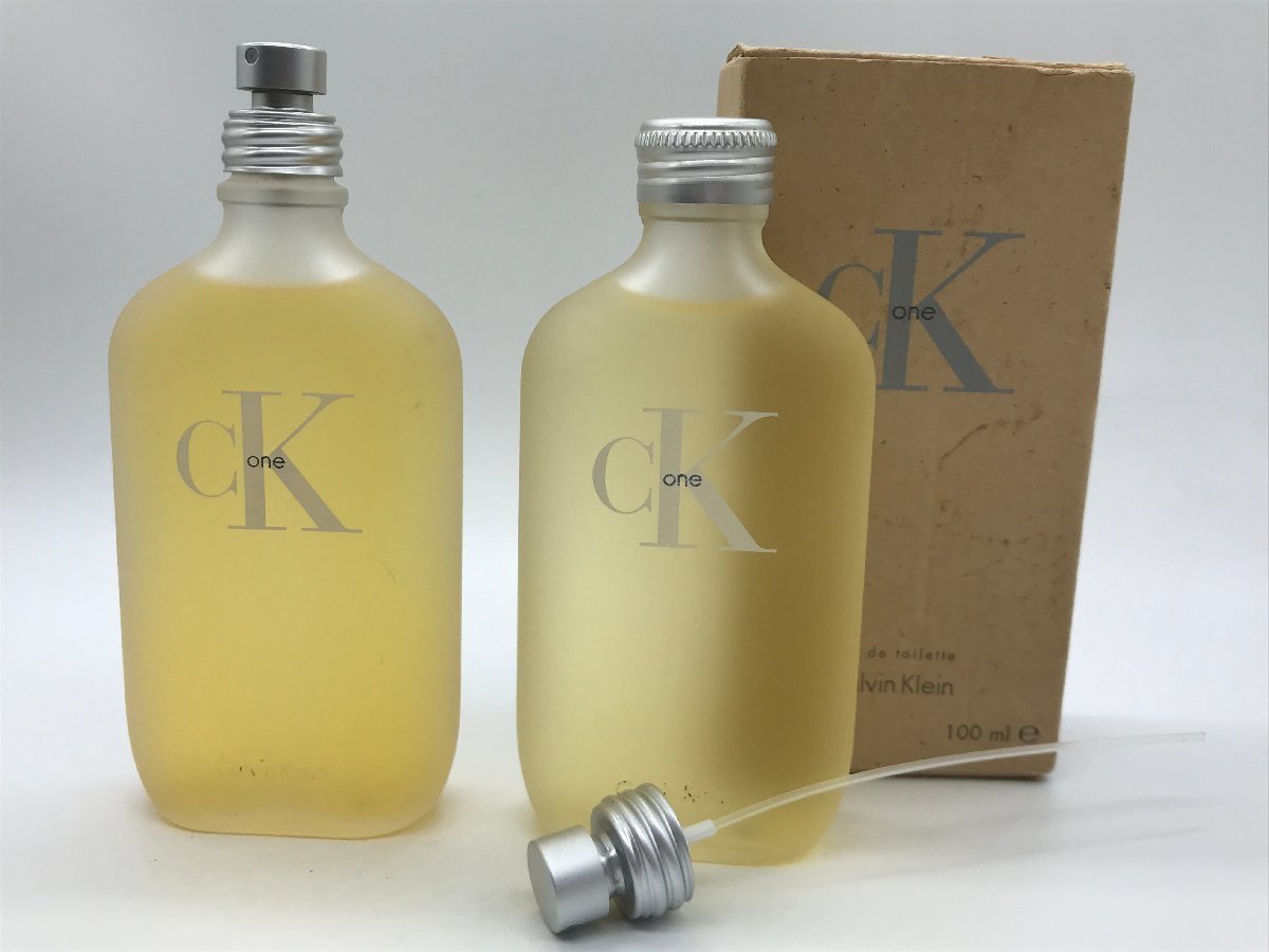 ■【YS-1】 香水 ■ カルバンクライン Calvin Klein ■ シーケーワン オードトワレ 100ml 2本セット ■ CK one EDT 【同梱可能商品】K■_左側のボトルはキャップ無しです