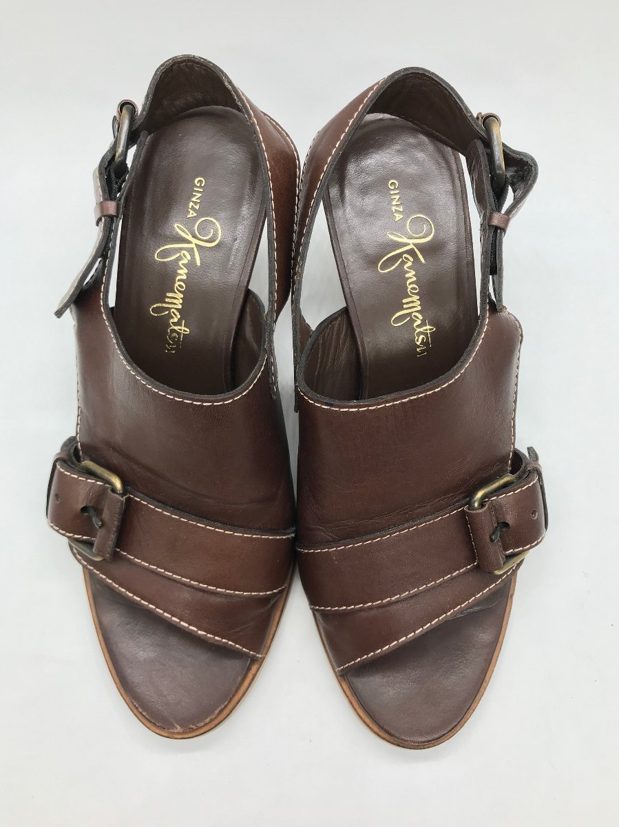 #[YS-1] Ginza Kanematsu Kanematsu sandals # back strap tea brown group 23,5cm heel height 6cm [ including in a package possibility commodity ]K#