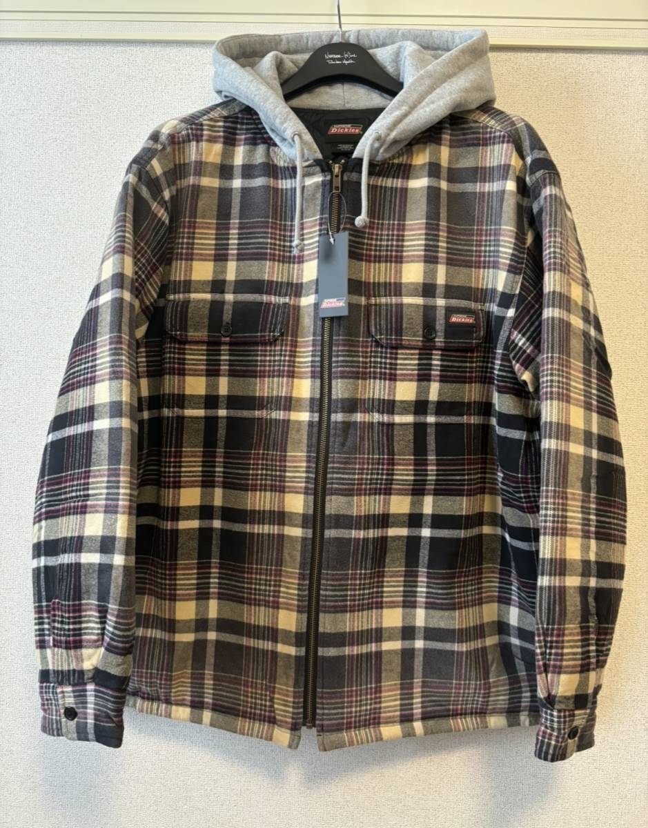 23FW Supreme Dickies Plaid Hooded Zip Up Shirt 黒M 新品