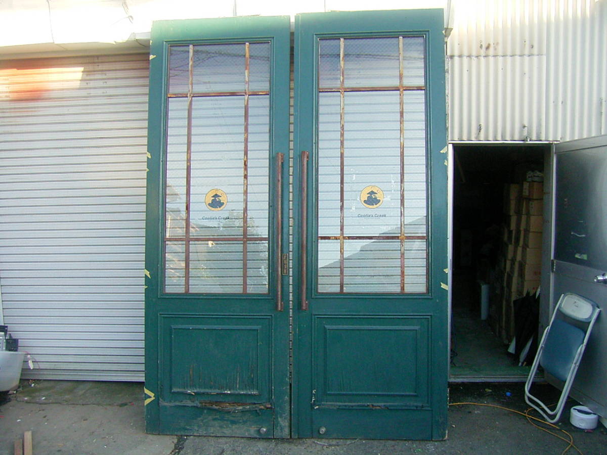italy # antique door 2 sheets door length 280cm big door wood & iron Cafe bar & restaurant used high class net entering strengthen glass 