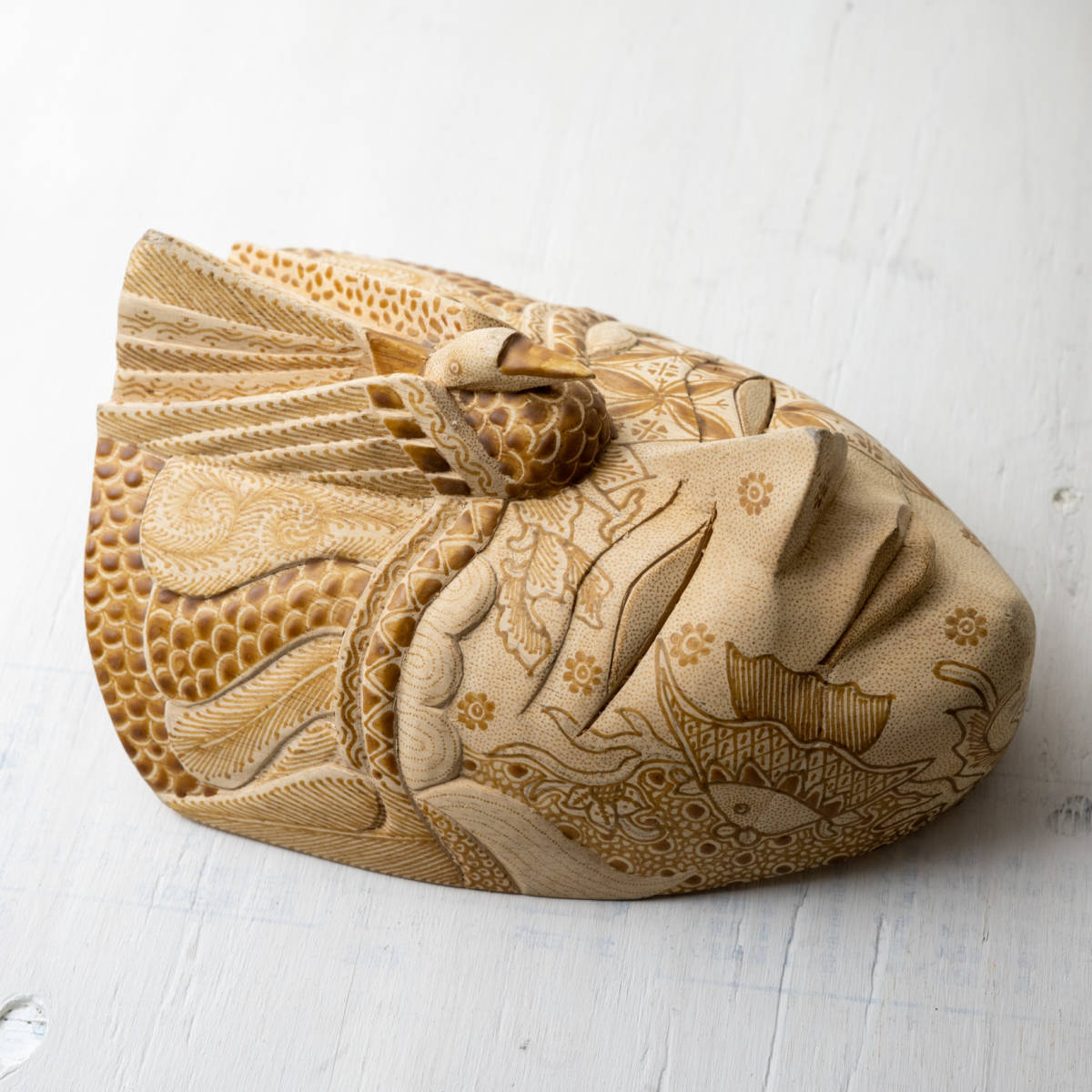 木彫り マスク 仮面 木彫 置物 オブジェ 民芸 木製彫刻_画像7