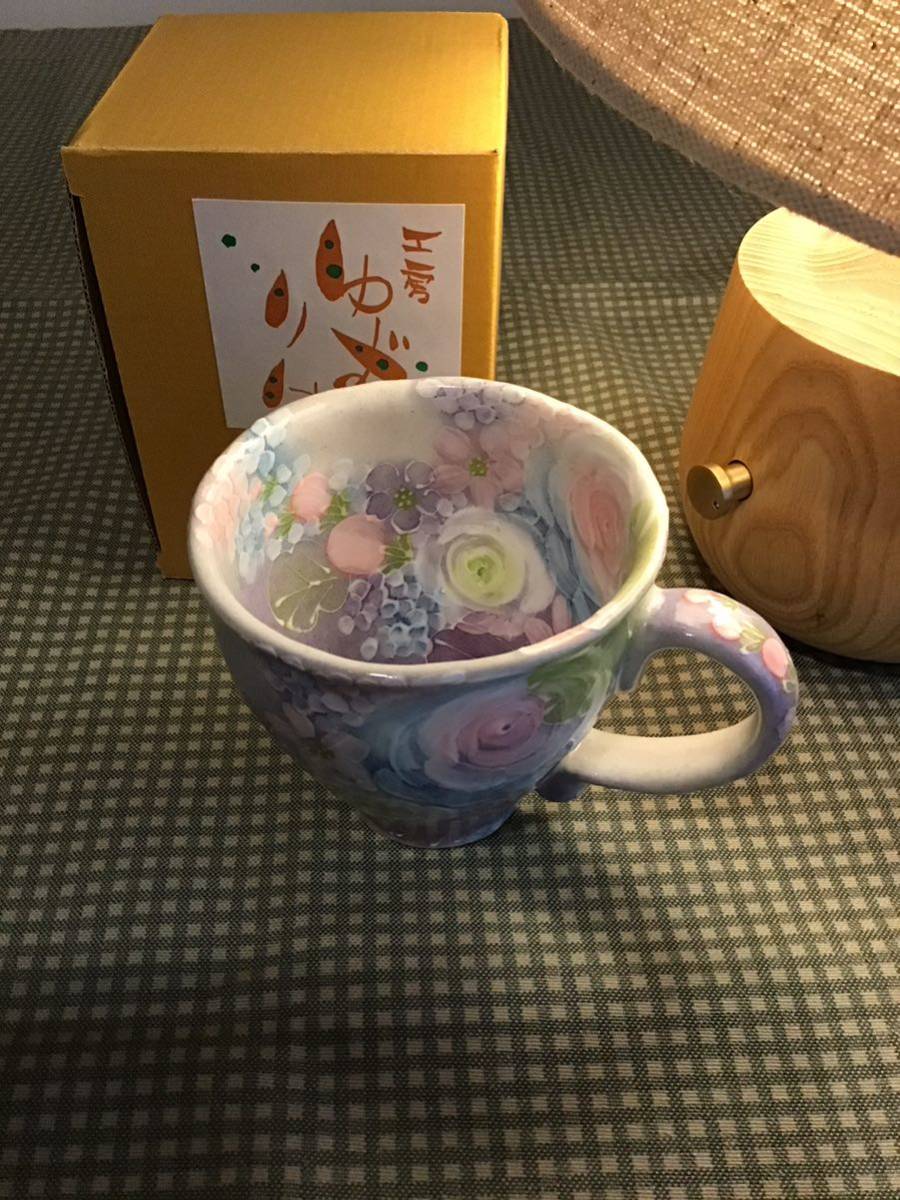 ателье yuzu .. Seto . посуда кружка ... цветок . блестящий симпатичный замечательный кружка керамика рука .. цветочный принт B коробка 