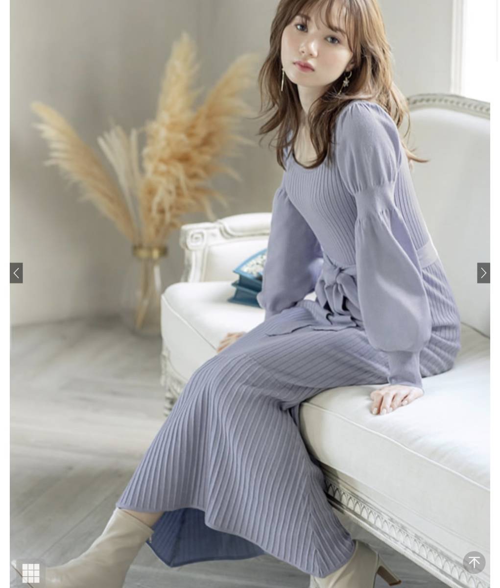 GRL リボンベルト付きスクエアネックニットワンピース(グレイルL GRL リボンベルト付きスクエアネックニットワンピース(グレイルL