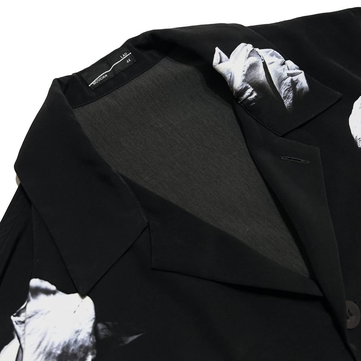 LAD MUSICIAN DECHINE PAJAMA SHIRT INKJET ROSE PHOTO 44 黒 ラッドミュージシャン ローズパジャマシャツ