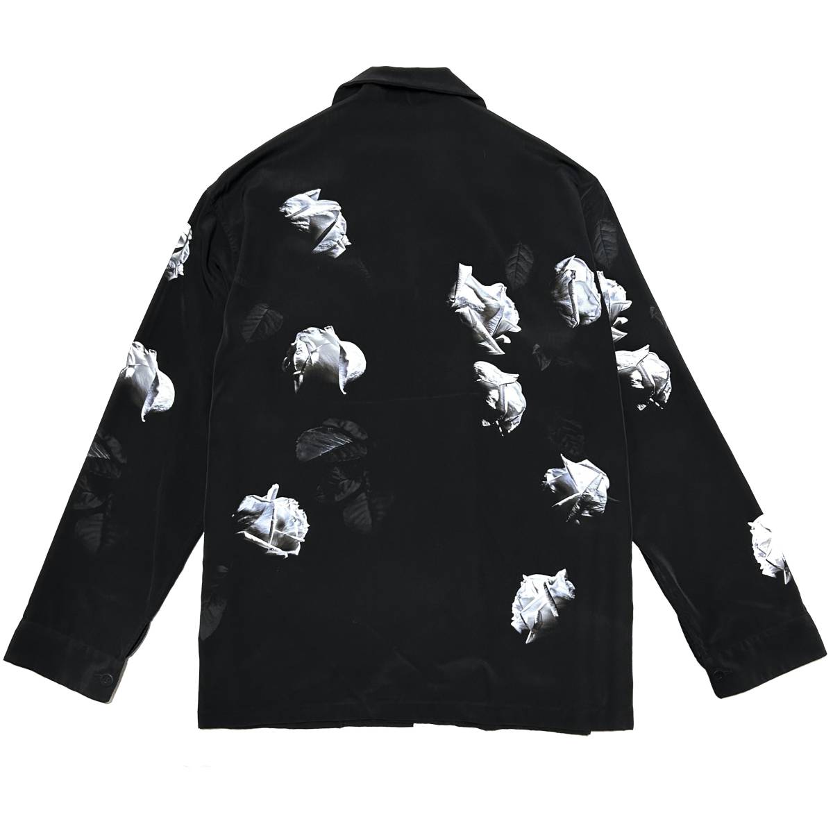 LAD MUSICIAN DECHINE PAJAMA SHIRT INKJET ROSE PHOTO 44 黒 ラッドミュージシャン ローズパジャマシャツ
