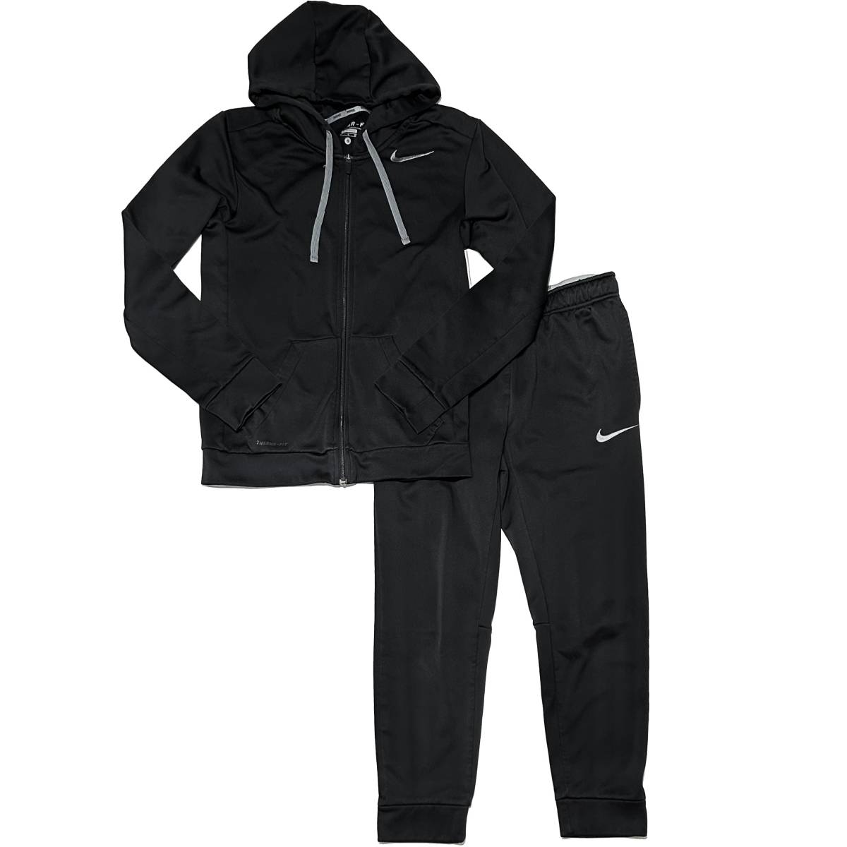 NIKE THERMA FIT セットアップジャージ パーカーS パンツM 黒 ブラック 上下セットアップ ナイキ スエット_画像1