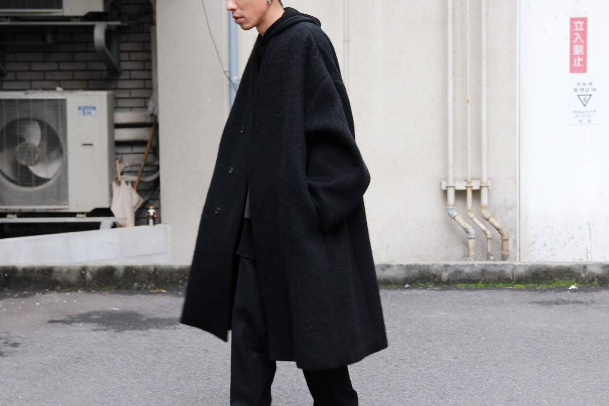 定価9.7万 LAD MUSICIAN MOHAIR SHAGGY COLLARLESS BIG CHESTER COAT 42  シャギーモヘアノーカラービッグチェスターコート アタッチメント