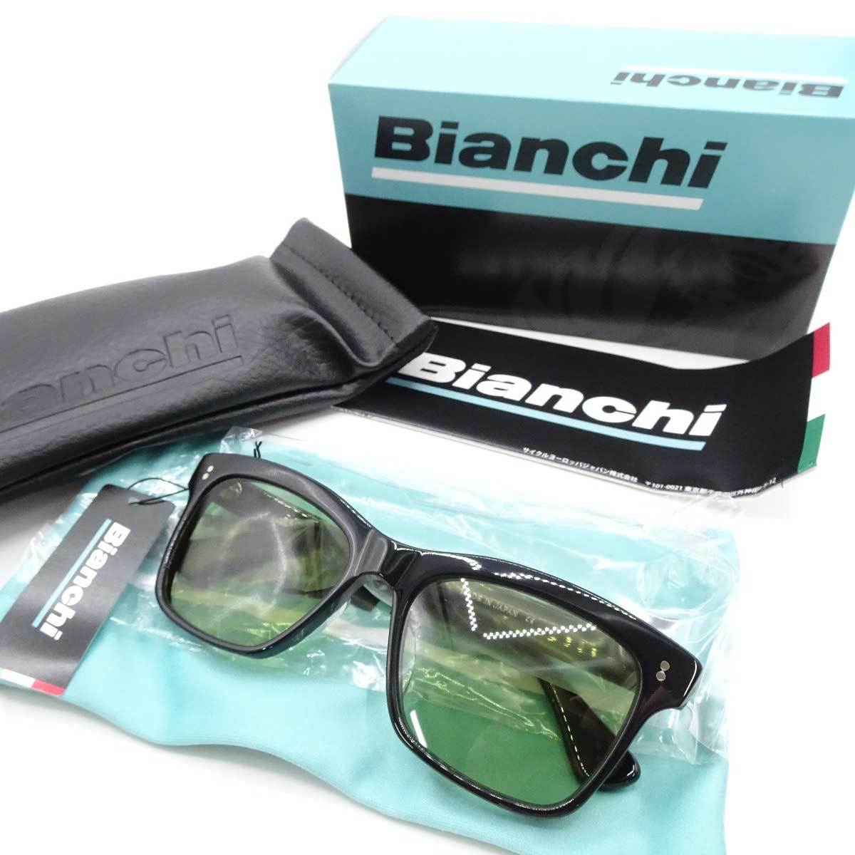 【中古・未使用品】ビアンキ ハンドメイドサングラス ブラック x グリーン JP213S2901BKGR0 メンズ Bianchi