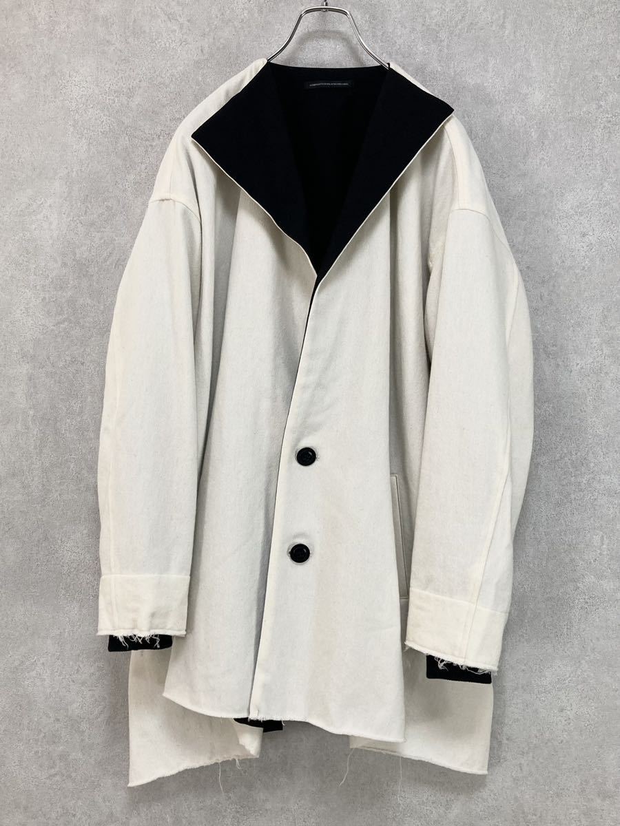 Y's COTTON WOOL NYLON NO COLLAR COAT 1_画像3