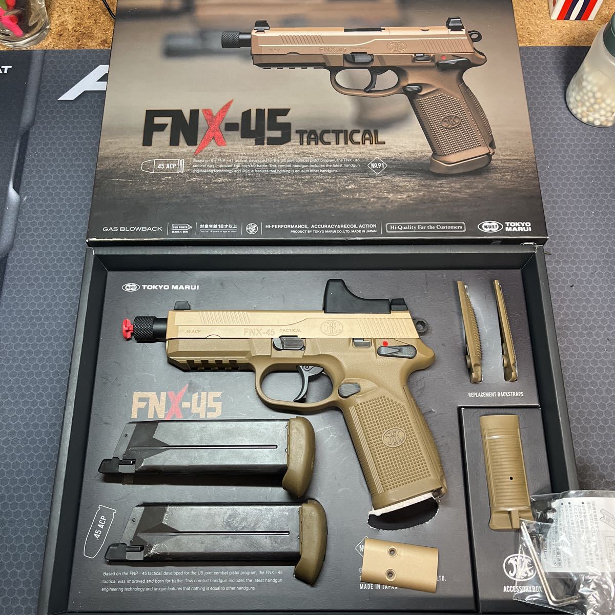 東京マルイ FNX-45 タンカラー マイクロプロサイト 予備マガジン付き-