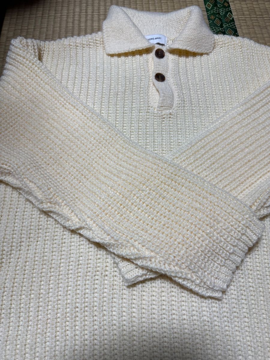襟付きニットセーター！バニラ色。ＸＬサイズ,未使用品、