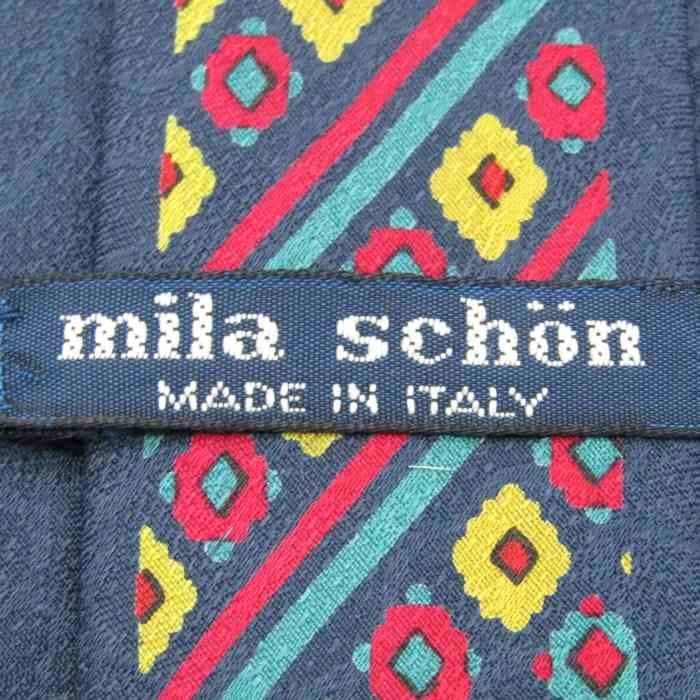ミラショーン シルク 小紋柄 ストライプ柄 イタリア製 ブランド ネクタイ メンズ ネイビー mila schon_画像4