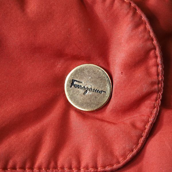 3-YB133 Salvatore Ferragamo Ferragamo cotton inside jacket lining total pattern red 38 lady's 
