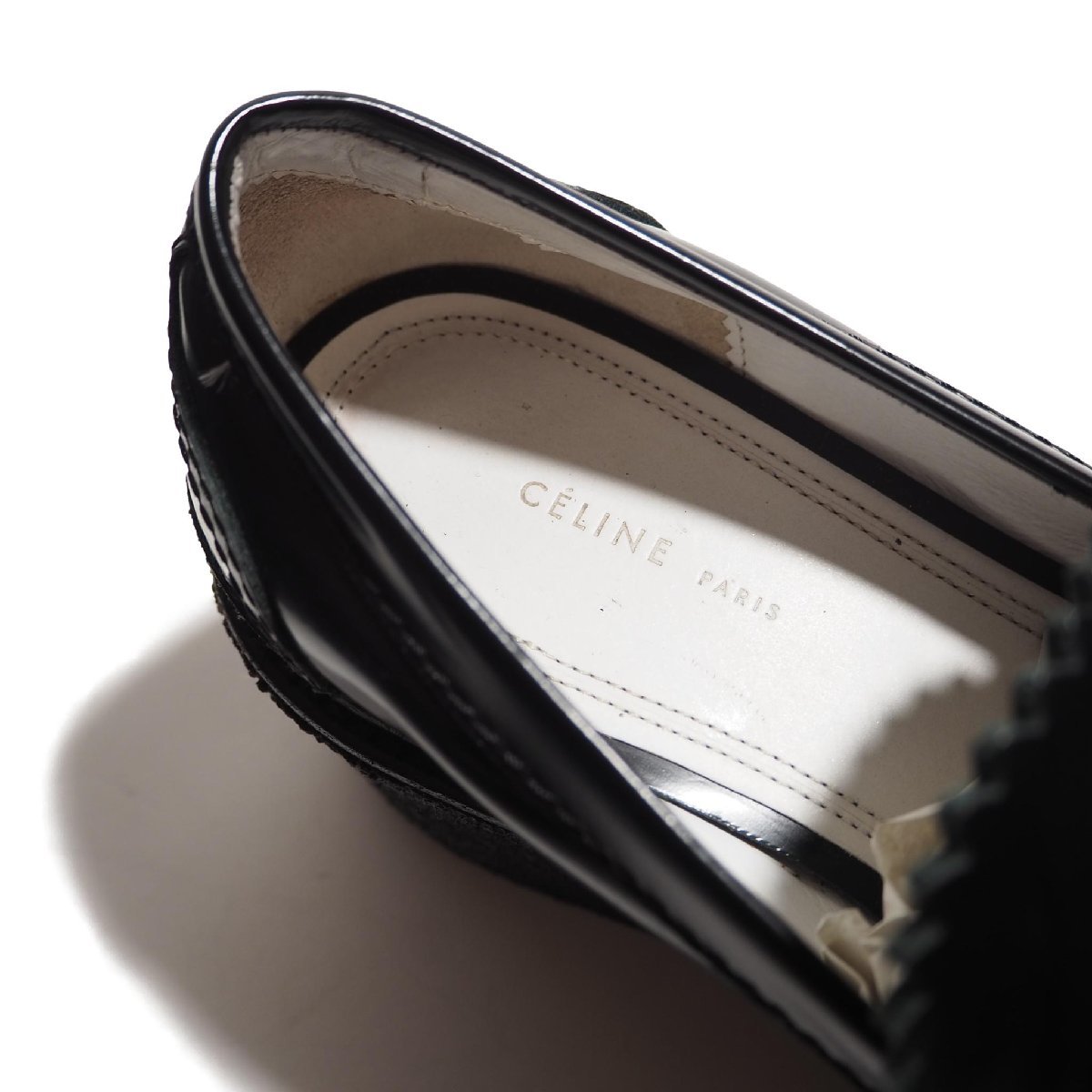 J7167P　▼CELINE セリーヌ▼　厚底 ラバーソール ローファー シューズ ブラック 35.5/22.5～23cm 黒 フィービー rb mks_画像7