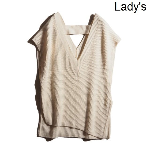 M2641P VADORE Adore Vbaiyas knitted tops white 38 oversize / both V neck asimeto Lee wool knitted autumn winter rb mks