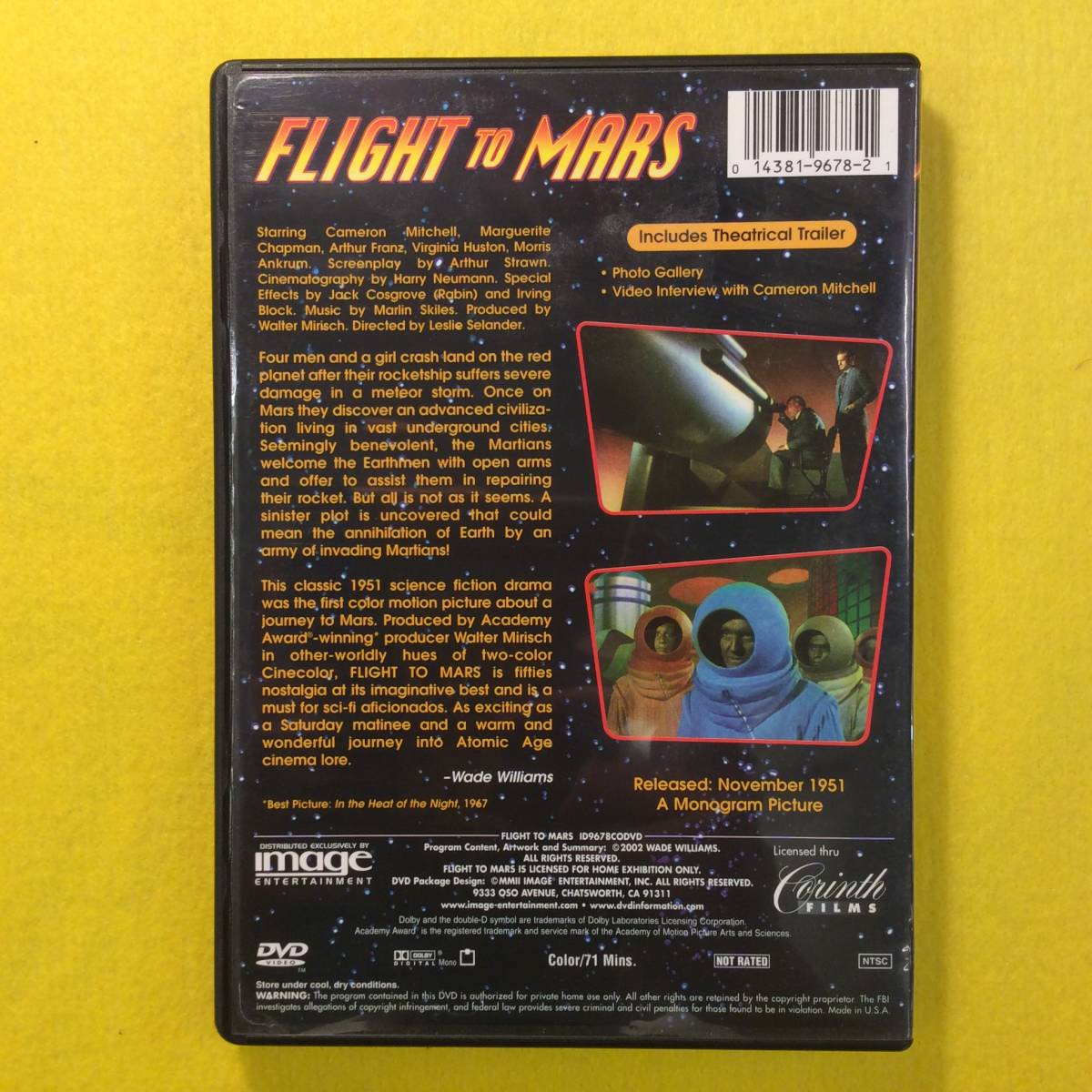 【DVD】　Flight To Mars★輸入版・リージョン1★Walter Mirisch・Marguerite Chapman★1951年　アメリカ　SF　映画_画像2