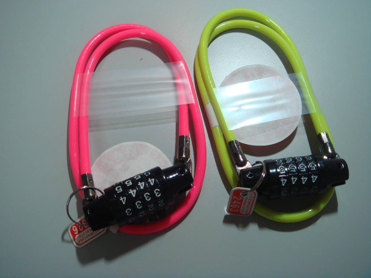 （最安値) (ピンク色のみ) ４桁ダイヤル式の自転車補助鍵（ワイヤーロック）（未使用新品）の出品です　_画像2
