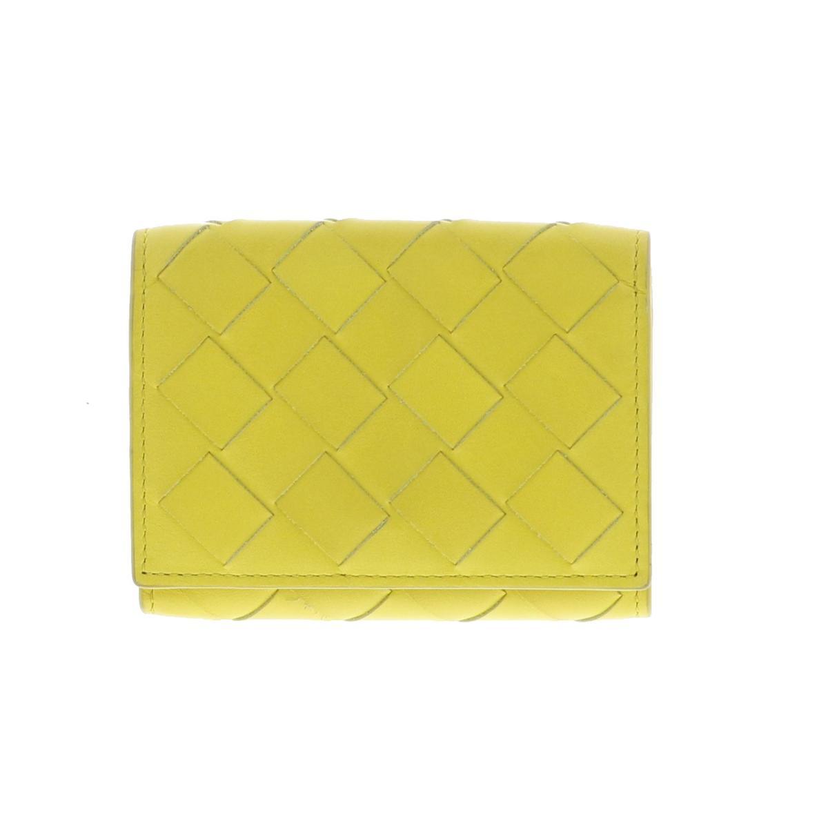 【即納&大特価】 BOTTEGA VENETA 三つ折りウォレット Leather Yellow 609285 三つ折り財布(小銭入有) 財布 ボッテガヴェネタ 財布