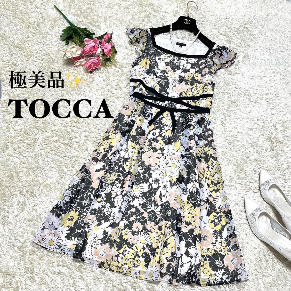 TOCCA トッカ 花柄ワンピース Aライン シフォン 華やか 2 - ワンピース