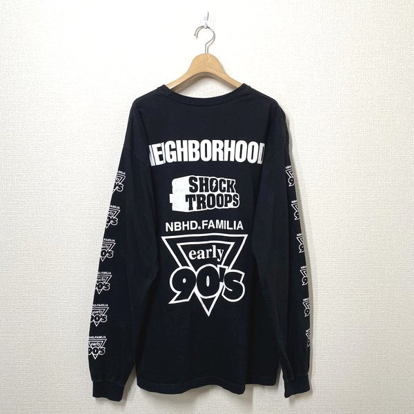 NEIGHBORHOOD ネイバーフッド FAMILIA C-TEE LS 長袖 Tシャツ 袖プリント XL ブラック 黒 ロンT SHOCK TROOP