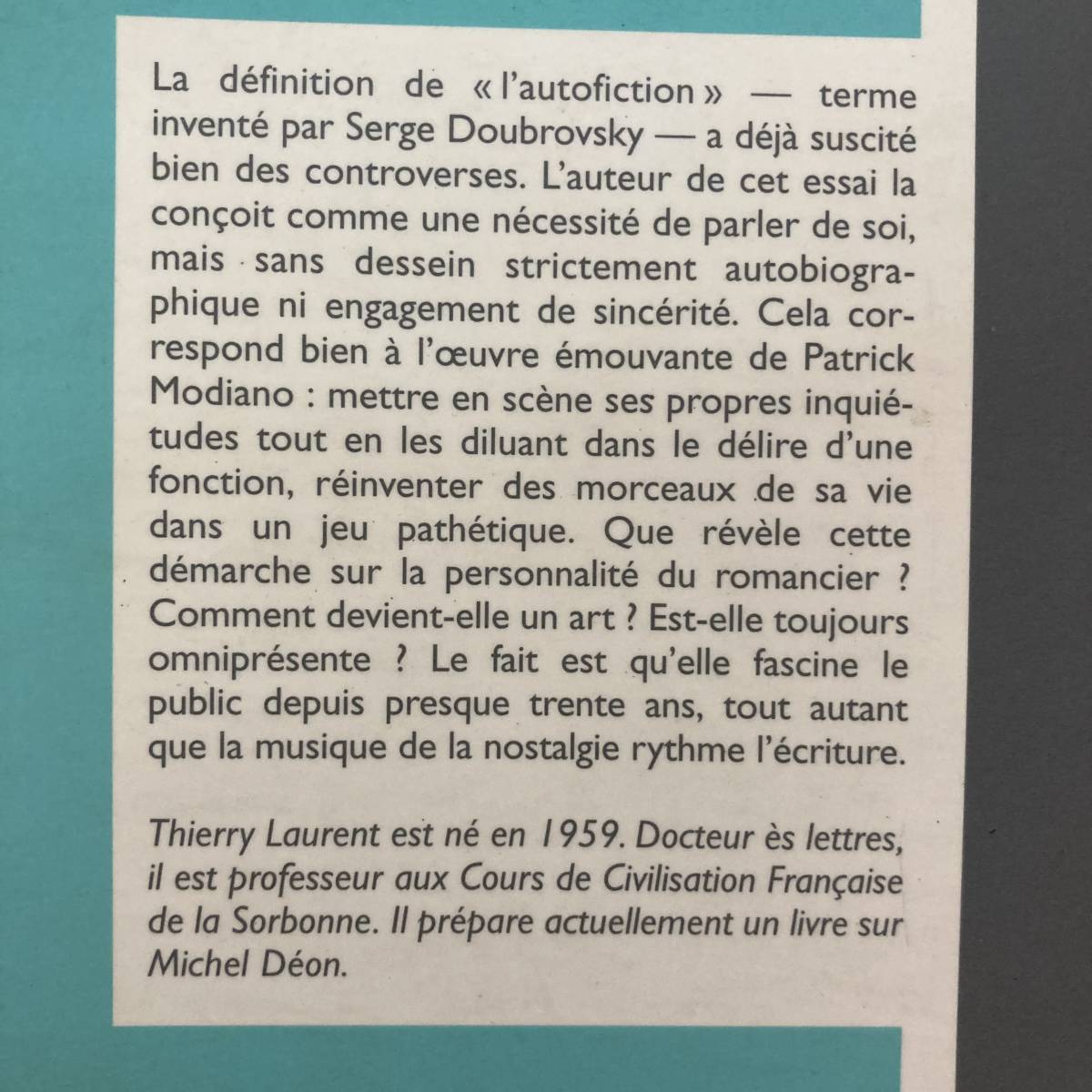 【仏語洋書】L'OEUVRE DE PATRICK MODIANO: UNE AUTOFICTION / Thierry Laurent（著）【パトリック・モディアノ】_画像2