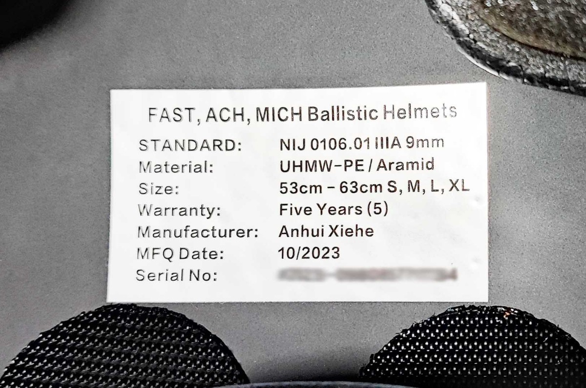 NIJ IIIA Fast 防弾 ヘルメット 新品未使用 BK色-