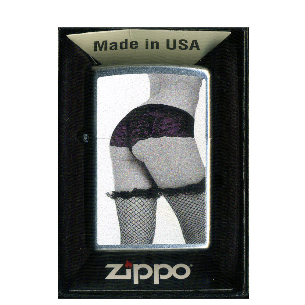 ジッポー オイルライター USA Zippo Monochrome Hip モノクロ-ム　ヒップ　サテンクローム Z205-104623/送料無料メール便 ポイント消化_画像1