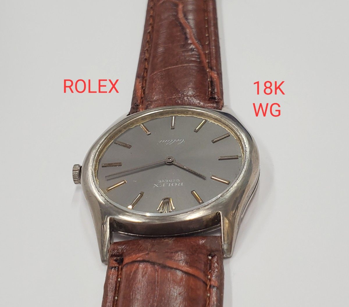 ROLEX チェリーニ 18K 金無垢  メンズ腕時計 ロレックス ref3804 K18WG 手巻き 750 正規 稼働品