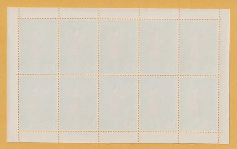 ○【記念切手】切手趣味週間《10円》 序の舞（シート）1965年　未使用_画像2