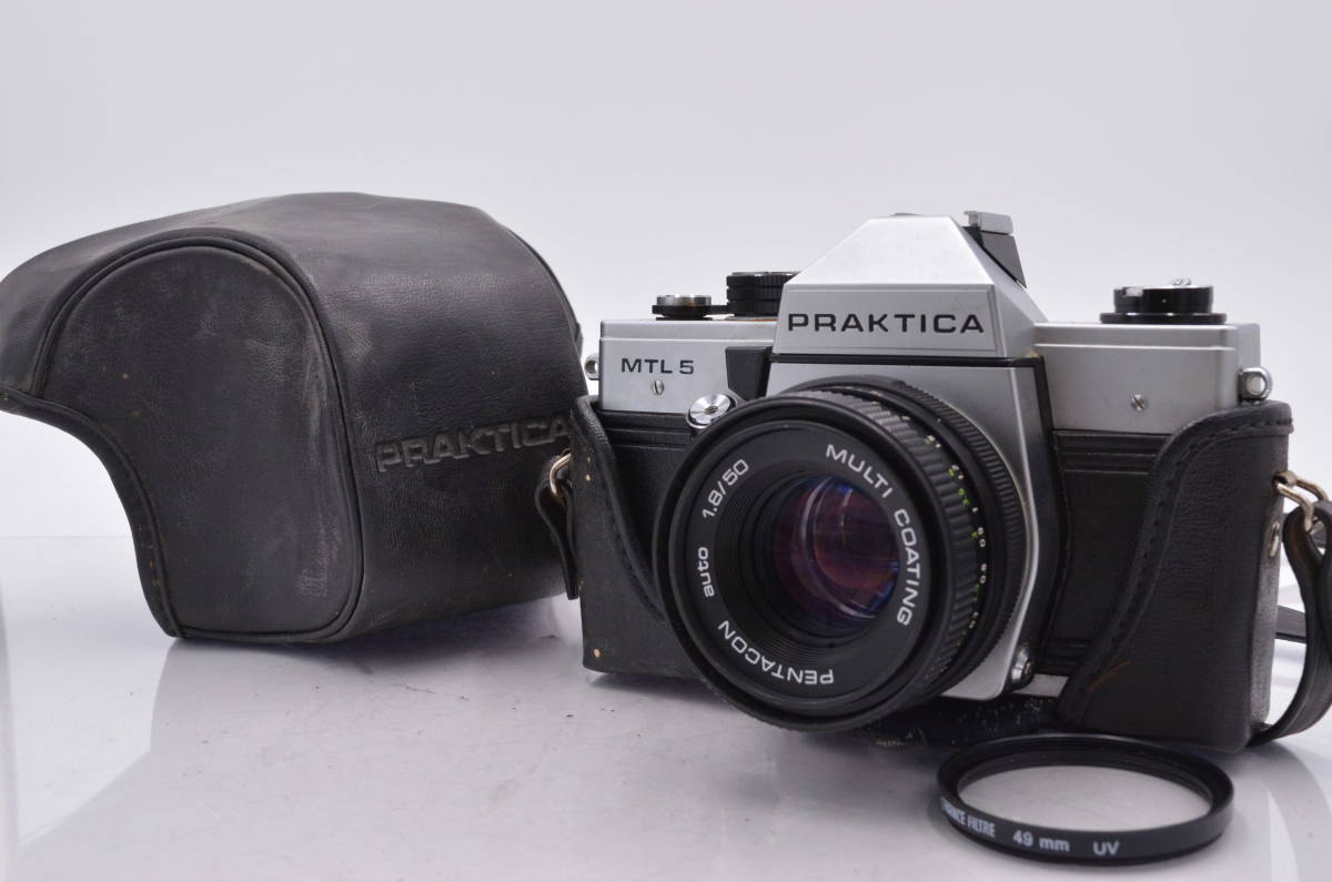 ★希少品★ ペンタコン Pentaconプラクティカ PRAKTICA MTL 5 + Pentacon auto 50mm F1.8 レンズフィルター、ソフトケース付属 #tk1305の画像1