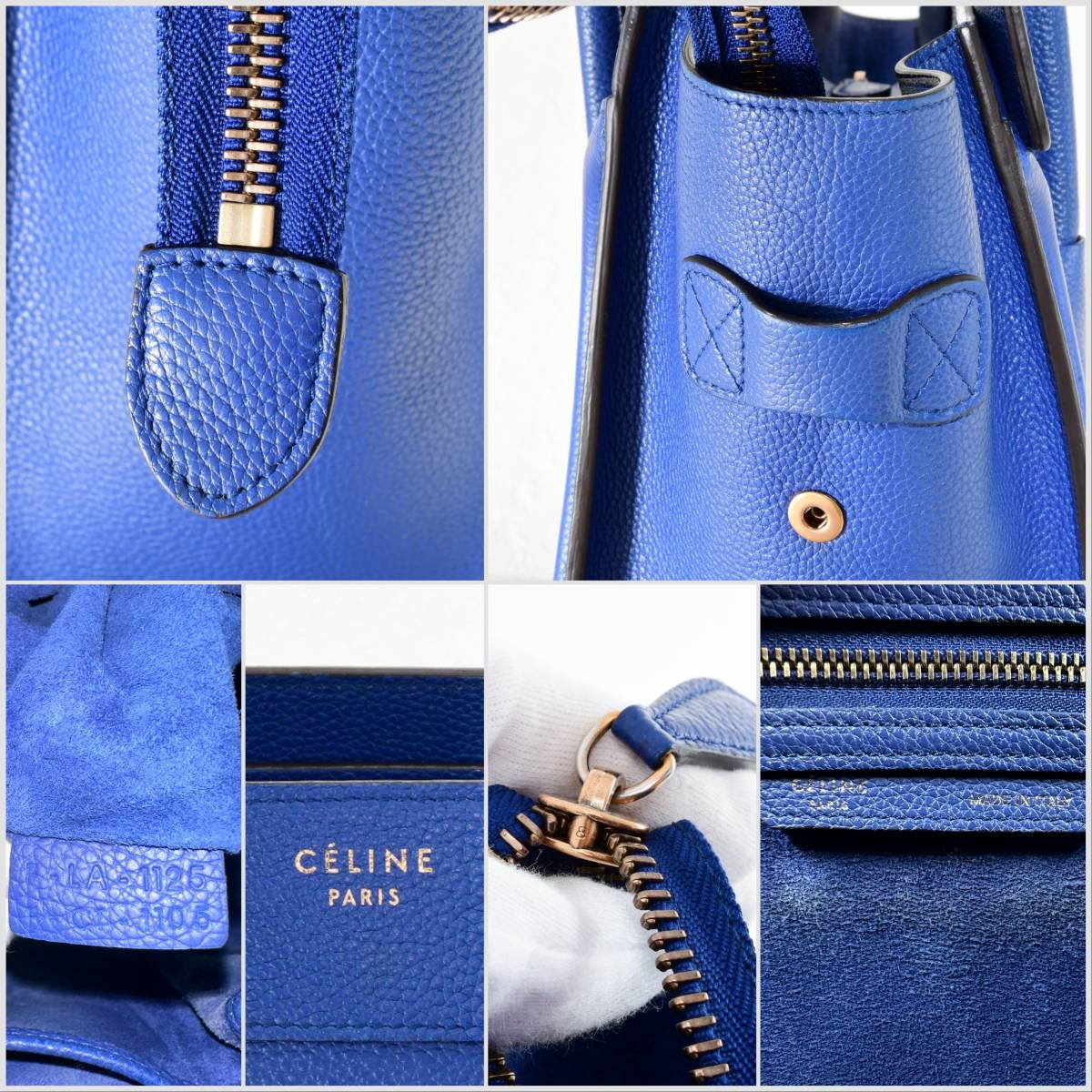 美品 セリーヌ CELINE ラゲージ ミニショッパー ミニ バッグ ハンドバッグ トート レザー 革 フィービー期 保存袋付 ゴールド金具 1円 ~_画像8