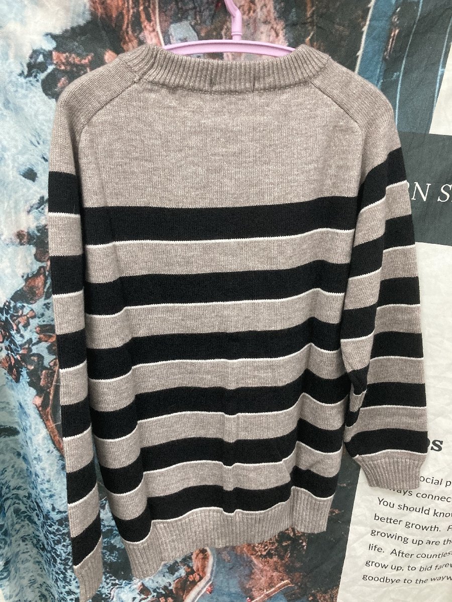 CELINE セリーヌ ニット セーター ロゴ刺繍 ストライプ ウールセーター