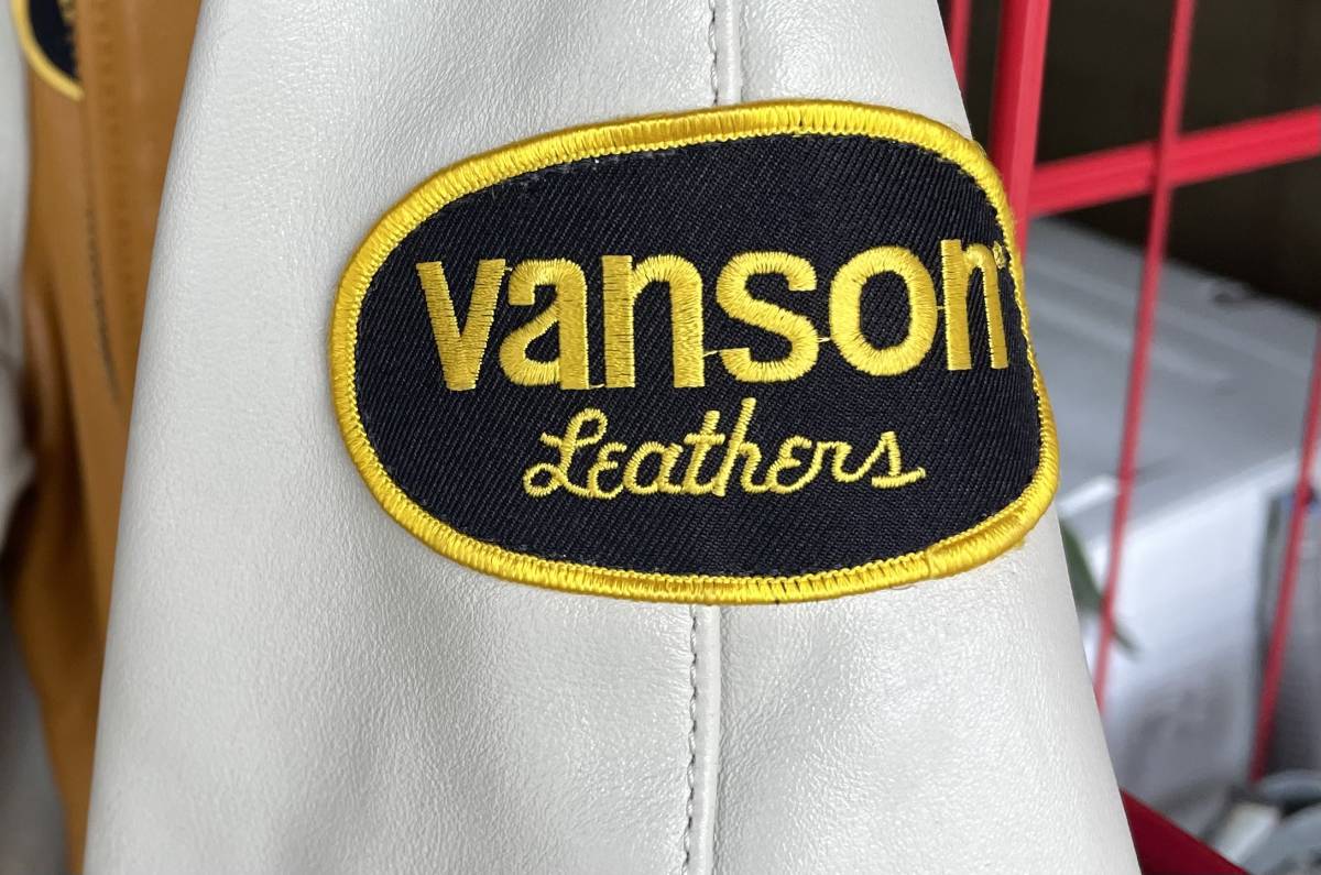 美品　サイズ44　Vanson バンソン シングルライダース イエロー/ホワイト 革ジャン ハーレー_画像6