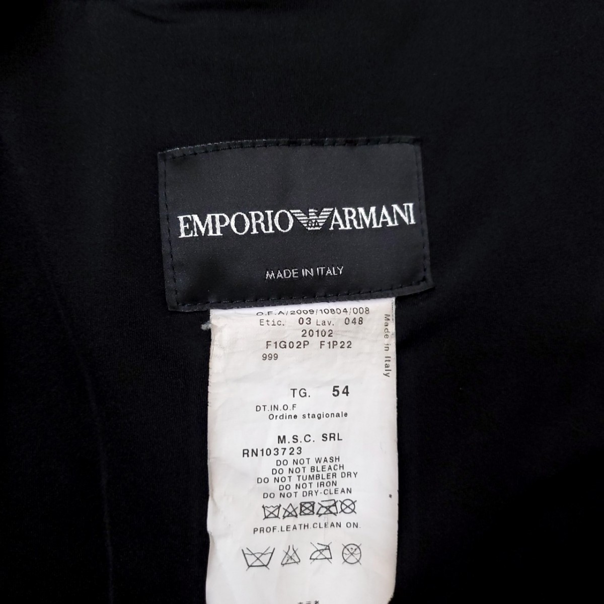 美品【希少大きいサイズ2XL】アルマーニ EMPORIO ARMANI 羊革 ショールカラー ラムレザージャケット 黒 ブラック_画像7