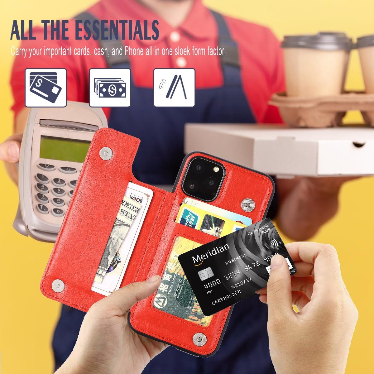 送料無料★iFaceo APPLE シリーズ iPhone XS MAX 背面ケース 保護 背面カード収納 横置き可（レッド）_画像5